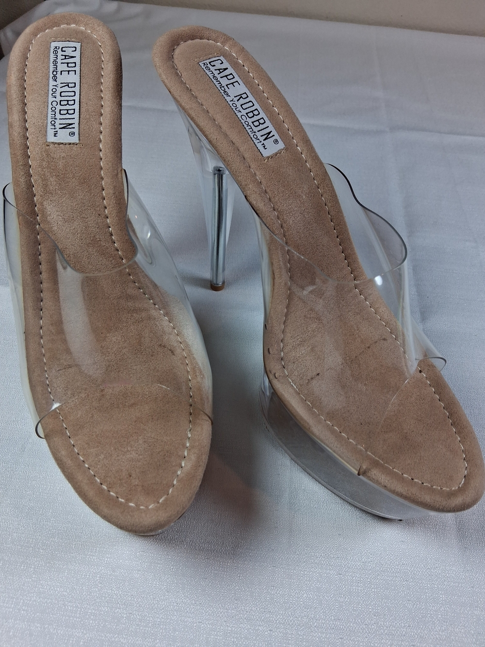 sku330 Cape Robbin Nude Clear Strap High Heel Sandals Size 10, Dancer, Y2k